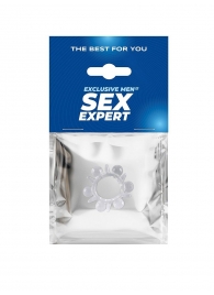 Прозрачное эрекционное кольцо с шариками и шипами - Sex Expert - в Долгопрудном купить с доставкой