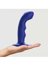 Синяя насадка-стимулятор Strap-On-Me Tapping Dildo Wave - Strap-on-me - купить с доставкой в Долгопрудном
