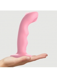Розовая насадка-стимулятор Strap-On-Me Tapping Dildo Wave - Strap-on-me - купить с доставкой в Долгопрудном