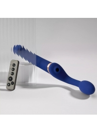 Синий безремневой страпон Multi Orgasm Bendable Strap-On size L с клиторальной стимуляцией - Strap-on-me - купить с доставкой в Долгопрудном