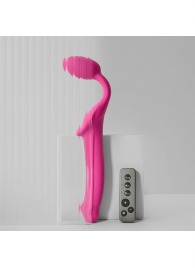 Ярко-розовый безремневой страпон Strap-on-me Vibrating Bendable Strap-On size L - Strap-on-me - купить с доставкой в Долгопрудном