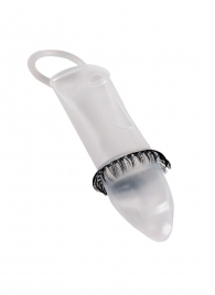 Закрытая насадка на пенис с подхватом мошонки и стимулирующими «ресничками» - Sextaz - в Долгопрудном купить с доставкой