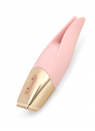 Нежно-розовый мини-вибратор с раздвоенным кончиком - 12,3 см. - Erokay