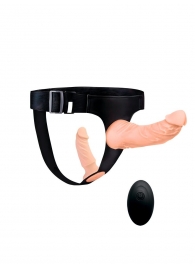 Женский страпон с 2 насадками, вибрацией и пультом ДУ - Erowoman-Eroman - купить с доставкой в Долгопрудном