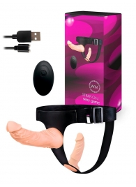 Женский страпон с 2 насадками, вибрацией и пультом ДУ - Erowoman-Eroman - купить с доставкой в Долгопрудном