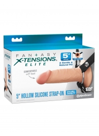 Телесный пустотелый фаллопротез 5’’ Hollow Silicone Strap-On - 14 см. - Pipedream - купить с доставкой в Долгопрудном