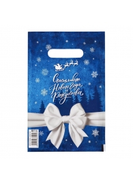 Сине-белый подарочный новогодний пакет с вырубной ручкой (20х30 см) - Сима-Ленд - купить с доставкой в Долгопрудном