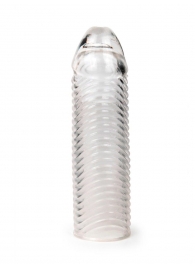 Прозрачная закрытая насадка на пенис с ребрышками - 16 см. - Sex Expert - в Долгопрудном купить с доставкой