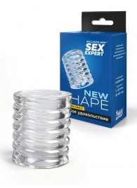 Прозрачная сквозная насадка на пенис с ребрышками - Sex Expert - в Долгопрудном купить с доставкой