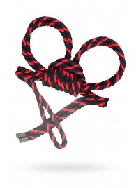 Черно-красные наручники-оковы ’’Узел-омега’’ из хлопковой веревки - Pecado - купить с доставкой в Долгопрудном