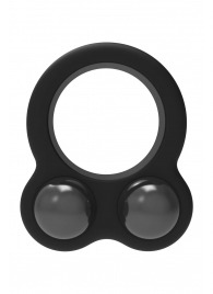 Черное эрекционное кольцо с утяжелителями Cockring Dual Weight - Dream Toys - в Долгопрудном купить с доставкой