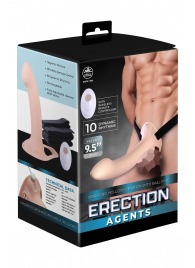 Телесный полый страпон с вибрацией Erection Agents - 24,1 см. - NMC - купить с доставкой в Долгопрудном