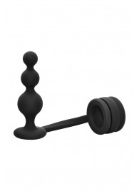 Черное эрекционное кольцо с анальной елочкой Cockring With Beaded Anal Plug - Dream Toys - в Долгопрудном купить с доставкой