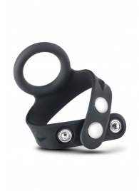 Черное эрекционное кольцо с подхватом мошонки на кнопках VS6 - Blush Novelties - в Долгопрудном купить с доставкой