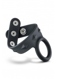 Черное эрекционное кольцо с подхватом мошонки на кнопках VS6 - Blush Novelties - в Долгопрудном купить с доставкой