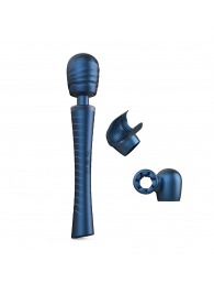 Синий вибромассажёр с насадками Man.wand Edgy - Manwan - в Долгопрудном купить с доставкой