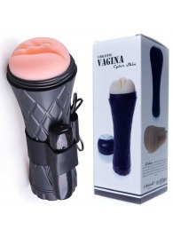 Телесный мастурбатор-вагина в черной колбе с вибрацией - Boys of Toys - в Долгопрудном купить с доставкой