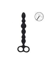 Черная анальная цепочка Beaded Silicone Anal Probe with Double Loop - 24 см. - Shots Media BV