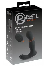 Черная анальная пробка с вибрацией, вращением и пультом ДУ RC Butt Plug with 2 Functions - Orion - в Долгопрудном купить с доставкой