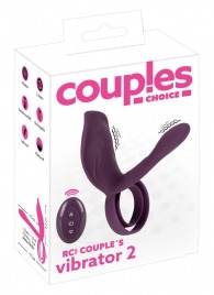Фиолетовая насадка на член с клиторальным отростком и пультом ДУ RC Couple’s Vibrator 2 - Orion - в Долгопрудном купить с доставкой