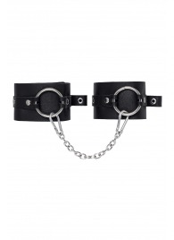 Черные оковы из толстой кожи с люверсами - Pecado - купить с доставкой в Долгопрудном