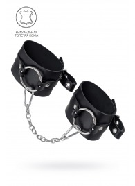 Черные оковы из толстой кожи с люверсами - Pecado - купить с доставкой в Долгопрудном