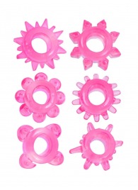 Набор из 6 розовых эрекционных колец с различным рельефом - Erowoman-Eroman - в Долгопрудном купить с доставкой