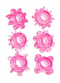 Набор из 6 розовых эрекционных колец с различным рельефом - Erowoman-Eroman - в Долгопрудном купить с доставкой