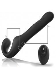Черный безремневой страпон с вибрацией и возвратно-поступательными движениями - 24 см. - Ibiza - купить с доставкой в Долгопрудном