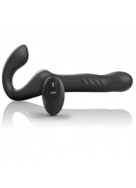 Черный безремневой страпон с вибрацией и возвратно-поступательными движениями - 24 см. - Ibiza - купить с доставкой в Долгопрудном