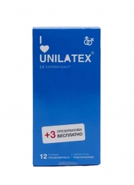 Классические презервативы Unilatex Natural Plain - 12 шт. + 3 шт. в подарок - Unilatex - купить с доставкой в Долгопрудном