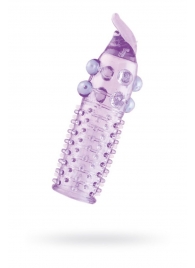 Гелевая фиолетовая насадка с шариками, шипами и усиком - 11 см. - Toyfa Basic - в Долгопрудном купить с доставкой