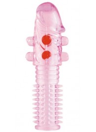 Гелевая розовая насадка с шариками и шипами - 14 см. - ToyFa - в Долгопрудном купить с доставкой