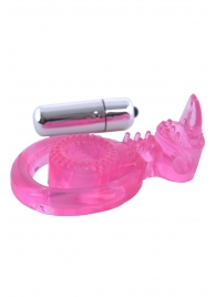 Розовая вибронасадка со стимулятор клитора   Язычок - Toyfa Basic - в Долгопрудном купить с доставкой