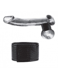 Чёрная утяжка на мошонку 1  Velcro Ball Stretcher - BlueLine - купить с доставкой в Долгопрудном