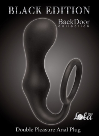 Чёрное эрекционное кольцо с анальной пробкой Double Pleasure Anal Plug - Lola Games - в Долгопрудном купить с доставкой