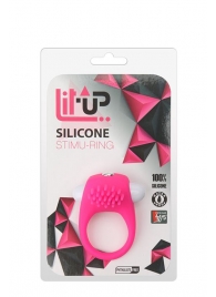 Розовое эрекционное кольцо с щеточкой LIT-UP SILICONE STIMU RING 5 - Dream Toys - в Долгопрудном купить с доставкой