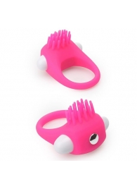 Розовое эрекционное кольцо с щеточкой LIT-UP SILICONE STIMU RING 5 - Dream Toys - в Долгопрудном купить с доставкой
