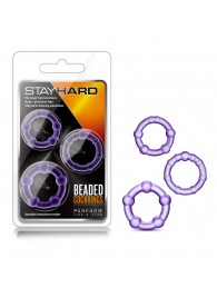 Набор из 3 фиолетовых эрекционных колец Stay Hard Beaded Cockrings - Blush Novelties - в Долгопрудном купить с доставкой