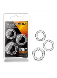Набор из 3 прозрачных эрекционных колец Stay Hard Beaded Cockrings - Blush Novelties - в Долгопрудном купить с доставкой