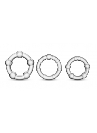 Набор из 3 прозрачных эрекционных колец Stay Hard Beaded Cockrings - Blush Novelties - в Долгопрудном купить с доставкой