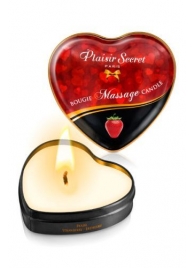 Массажная свеча с ароматом клубники Bougie Massage Candle - 35 мл. - Plaisir Secret - купить с доставкой в Долгопрудном
