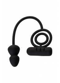 Чёрное эрекционное кольцо с вибропулькой и анальным хвостом - Erotist Adult Toys - в Долгопрудном купить с доставкой