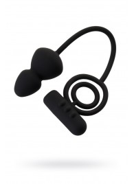 Чёрное эрекционное кольцо с вибростимулятором и анальным хвостом - Erotist Adult Toys - в Долгопрудном купить с доставкой