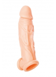 Телесная насадка на пенис с фиксацией мошонки - 18,5 см. - ToyFa - в Долгопрудном купить с доставкой