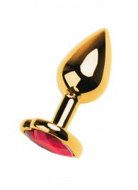 Золотистая анальная пробка с кристаллом-сердцем - 7,5 см. - ToyFa - купить с доставкой в Долгопрудном