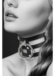 Чёрный тройной чокер с большим кольцом - Bijoux Pour Toi - купить с доставкой в Долгопрудном