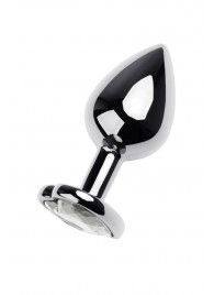 Серебристая анальная пробка с прозрачным кристаллом-сердцем - 8 см. - ToyFa - купить с доставкой в Долгопрудном