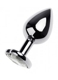 Серебристая анальная пробка с прозрачным кристаллом-сердцем - 8 см. - ToyFa - купить с доставкой в Долгопрудном