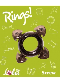 Чёрное эрекционное кольцо Rings Screw - Lola Games - в Долгопрудном купить с доставкой